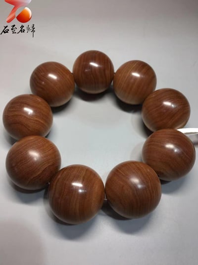 市場唯一 收藏極品 印度老山檀香正區邁索爾虎皮紋黑油沉水30mm手珠3