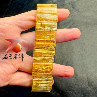 一物一拍｜天然巴西順絲鈦晶水晶手排 寬23.6mm 手圍18公分5