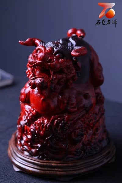 印度小葉紫檀一木手作【囚牛盤香爐】3