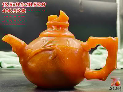 正宗青海凍石 手工雕刻 【竹-節節高升】附精美收藏禮盒1