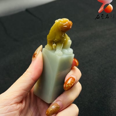 雲南頂級天青藍方印【天青凝瑞・金貔納財】5