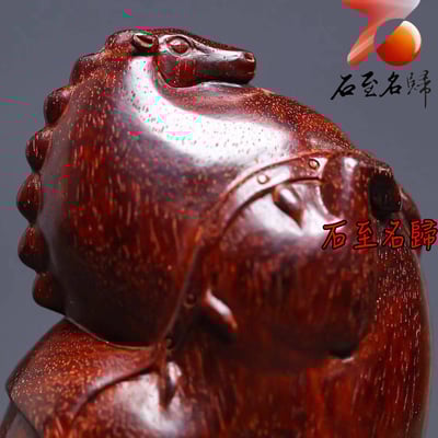 天然 印度小葉紫檀滿金星+純手工精雕【富貴有餘-唐馬】2