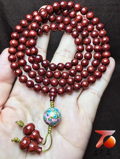 印度小葉紫檀滿魚鱗帶金星6mm x 108顆手串1