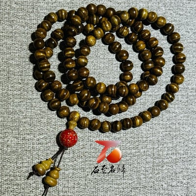 天然 嚴選金絲楠木小葉楨楠老料爆滿水波紋 8mm×108顆手串2