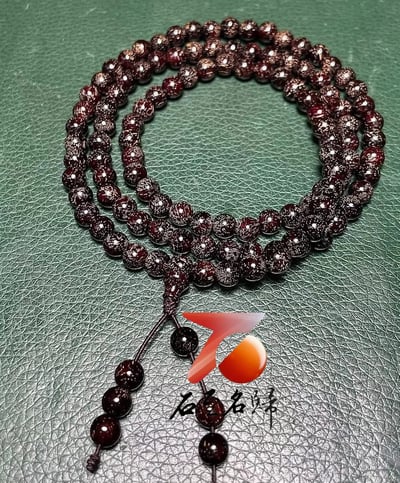 萬中選一  天然沉水 印度小葉紫檀滿瘤疤螺旋金星6mm×108顆手串5