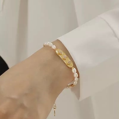 法式氣質珍珠鑲鋯｜手鍊2