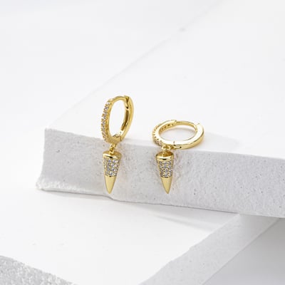 s925純銀歐美椎形鑲鋯｜耳環9
