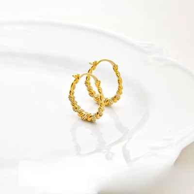 Connie鑲鑽麻花｜耳環4