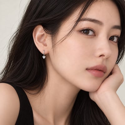 s925純銀愛心鑲鋯石｜耳環7