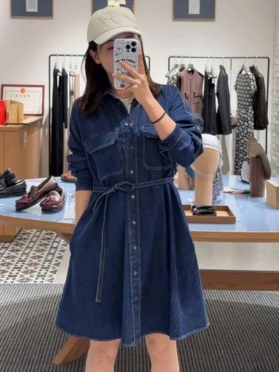 WEEKEND繫腰牛仔襯衫裙2