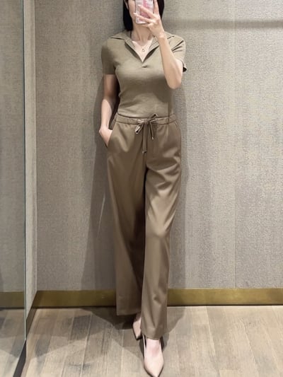 S MaxMara羊毛華達呢九分長褲2