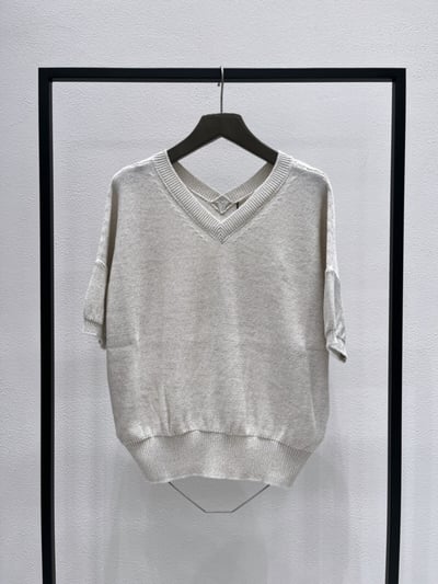 MARELLA金銀絲V領五分袖毛衣5