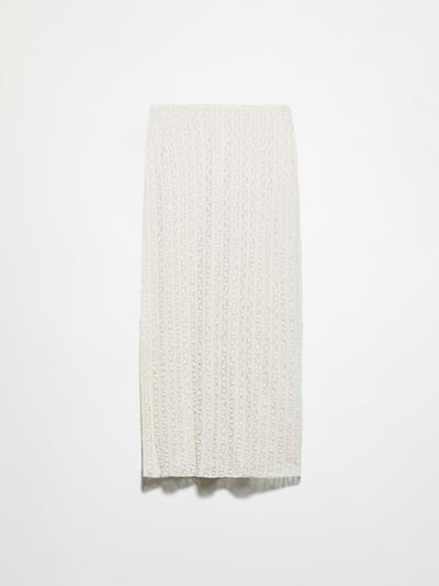 MAX&Co.蕾絲修身針織長裙1