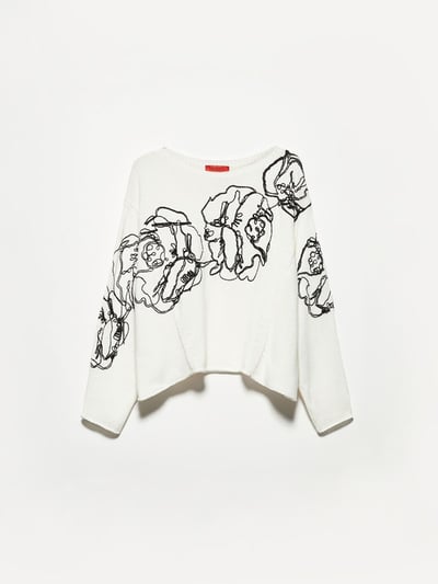 MAX&Co.羊毛混紡花卉刺繡毛衣1