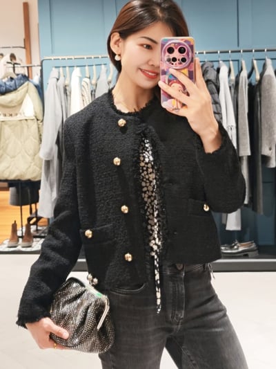 WEEKEND羊毛混紡毛呢圓領外套2