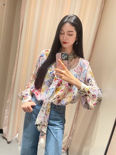 MARELLA繫脖泡泡長袖襯衫2