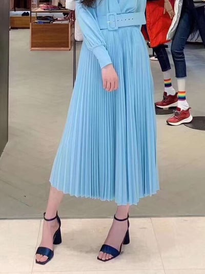 現貨MARELLA純色百褶長裙2