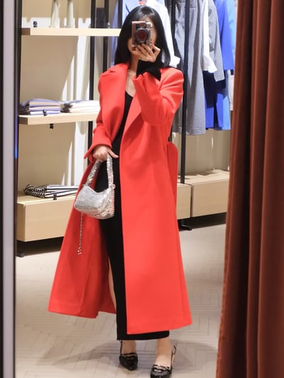 MAX&Co.經典款羊毛翻領繫帶大衣3