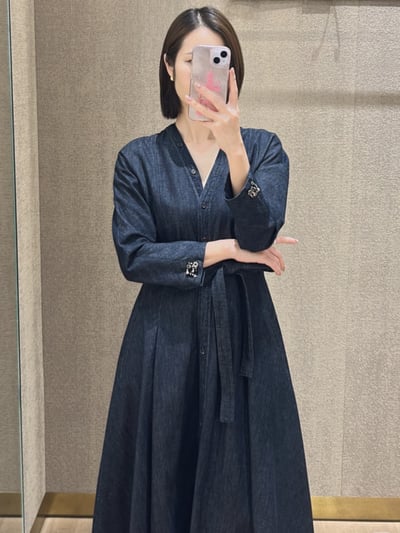 S MaxMara牛仔七分袖繫腰長洋裝4