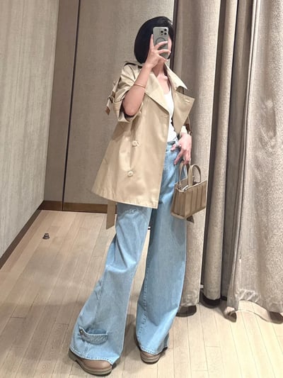 MaxMara可調節栓扣牛仔寬褲2