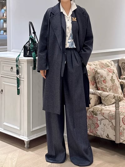 MaxMara雙層羊毛牛仔藍裹身大衣3