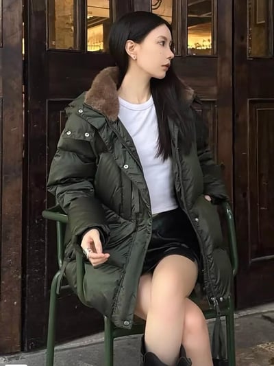 MAX&Co.蛋形可拆帽短款防水羽絨服4