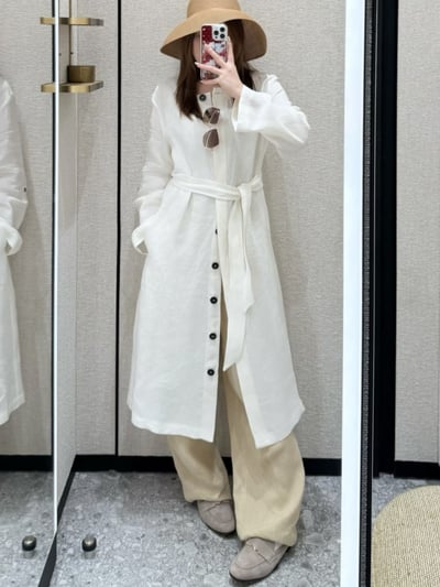 MaxMara Studio亞麻捲袖開襟洋裝2