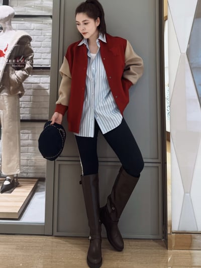 WEEKEND羊毛撞色棒球外套3