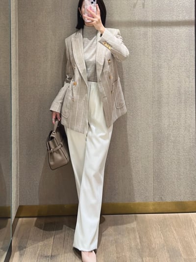 MaxMara羊駝毛羊毛混紡法蘭絨修身西裝外套6