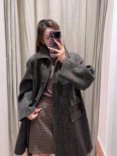 WEEKEND羊毛粗呢威爾斯親王格紋大衣3