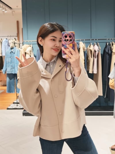 WEEKEND雙層羊毛混紡連帽夾克4