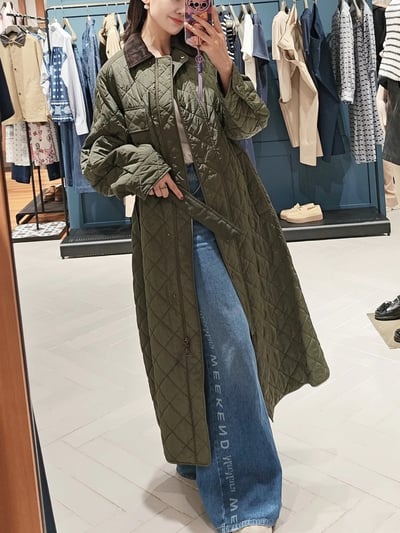 WEEKEND駝絨填充菱形壓紋防水大衣2