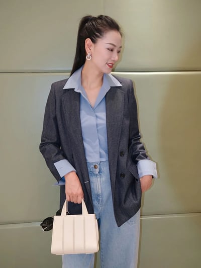 MaxMara羊毛牛仔效果雙排扣西裝外套2