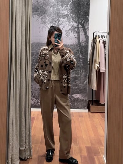 WEEKEND羊駝毛羊毛混紡提花開襟衫4