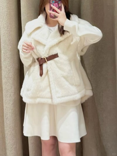 MaxMara經典款羊駝毛羊毛泰迪熊披肩外套5