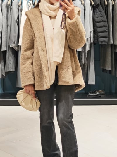 WEEKEND羊毛混紡泰迪熊連帽外套8