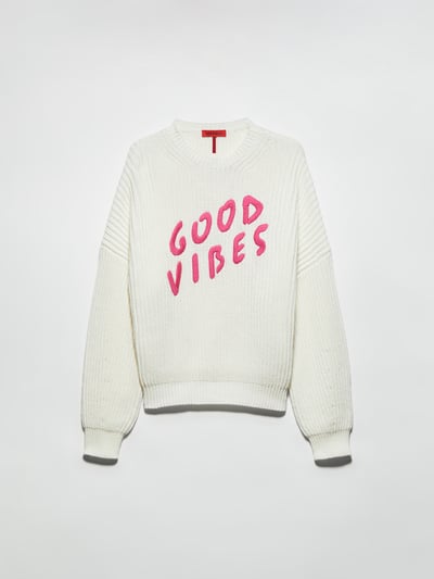 MAX&Co.羊毛混紡刺繡字母羅紋毛衣1