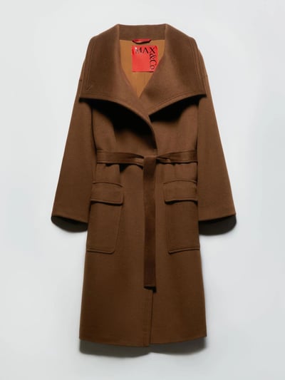 MAX&Co.羊毛羊絨混紡漏斗領裹身大衣1