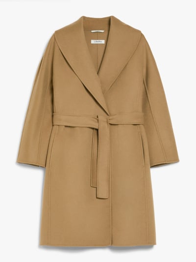 S MaxMara經典款羊毛寬披肩領大衣1