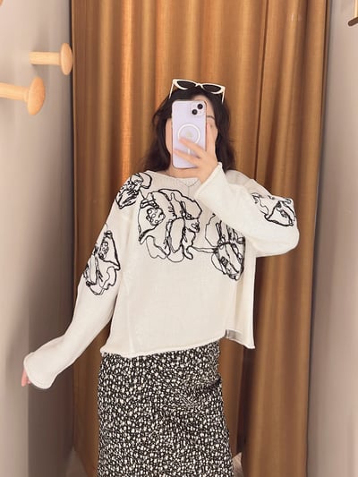 MAX&Co.羊毛混紡花卉刺繡毛衣3