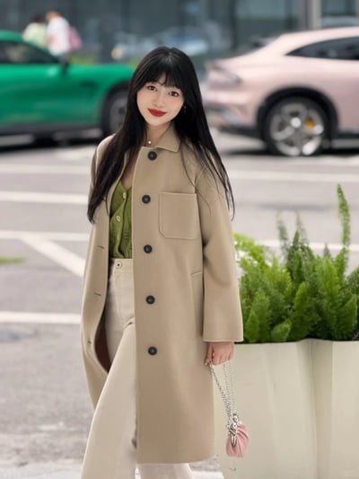 WEEKEND羊毛襯衫領單排扣大衣2