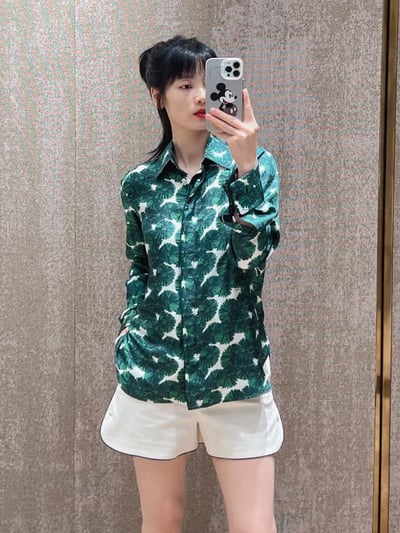 MaxMara真絲印花長袖襯衫3