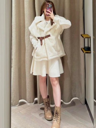 MaxMara經典款羊駝毛羊毛泰迪熊披肩外套2