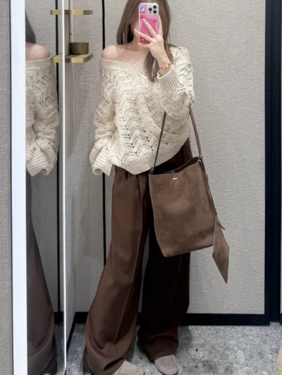 MaxMara Studio鏤空亮片V領毛衣2