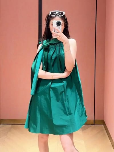 MaxMara真絲繫脖無袖短洋裝2