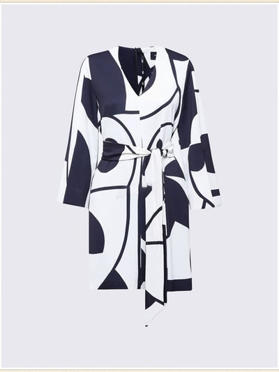 現貨MARELLA撞色V領開叉袖口A字連身裙2