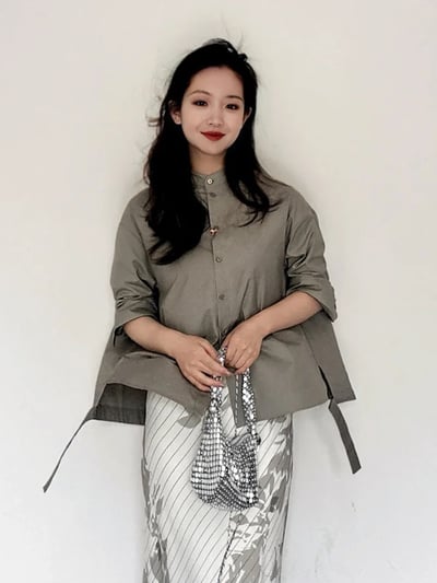 MAX&Co.立領後背褶皺寬版襯衫6