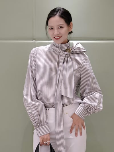 MaxMara圍巾領泡泡長袖襯衫2