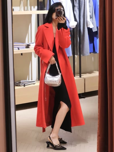 MAX&Co.經典款羊毛翻領繫帶大衣2