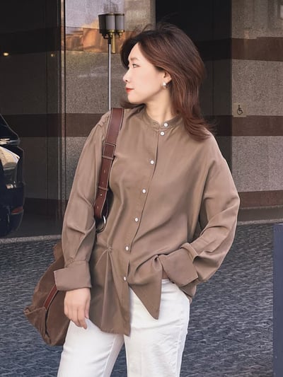 MAX&Co.真絲不對稱褶飾襯衫5